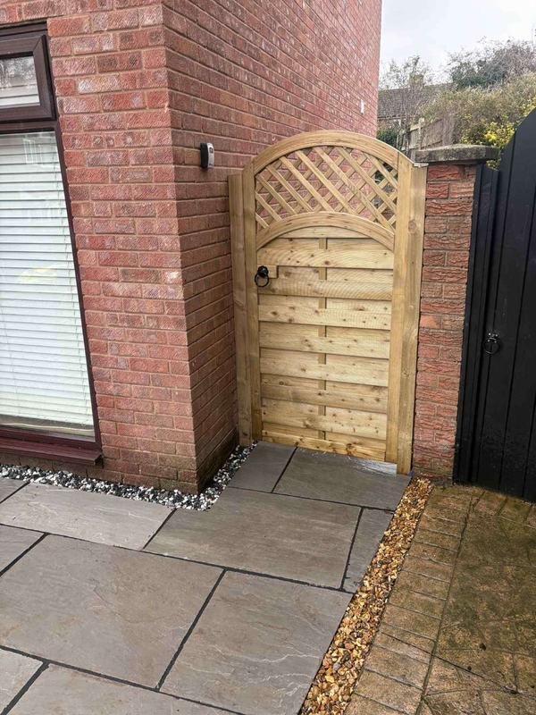 Kandla grey stone path with a pebble border in Bersham, Wrexham