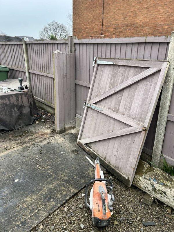 New timber picket gate replacing rotten gates in Rhosddu, Wrexham