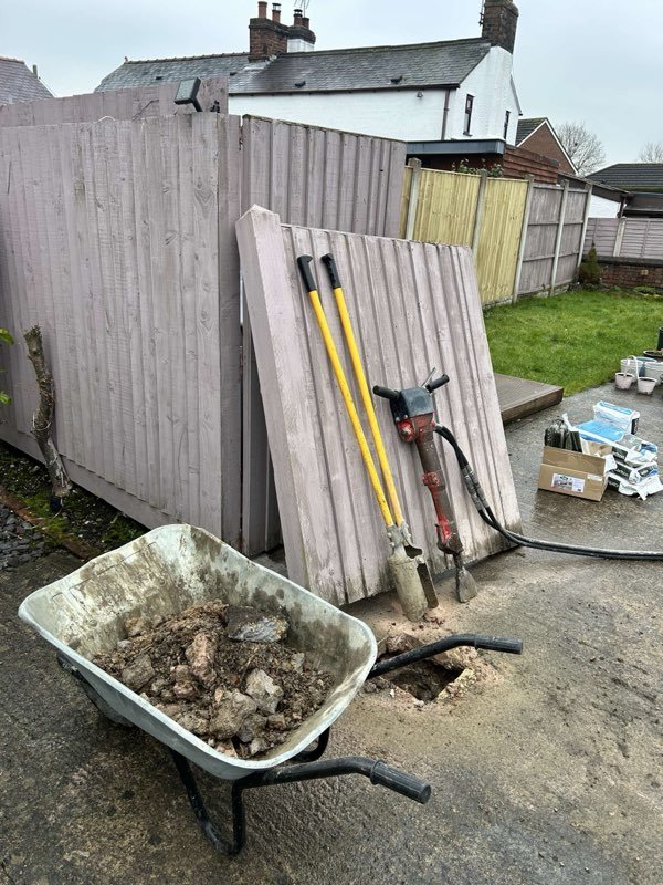 New timber picket gate replacing rotten gates in Rhosddu, Wrexham