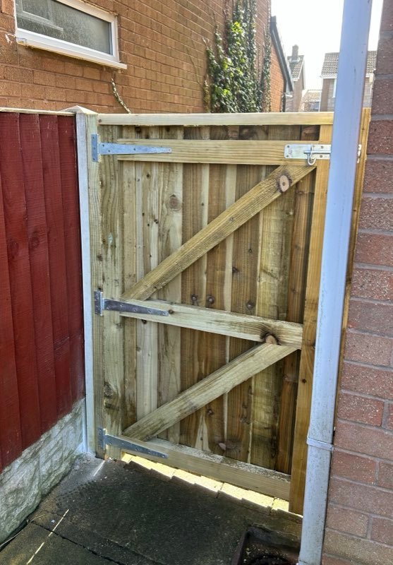 New timber garden gate fitted in Acton, Wrexham